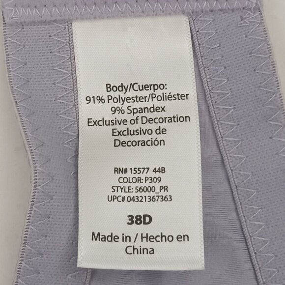 2 Pack Women's Full Coverage Plain Underwire Support Push Up Bra 38D Lilac - NWT - Picture 5 of 7